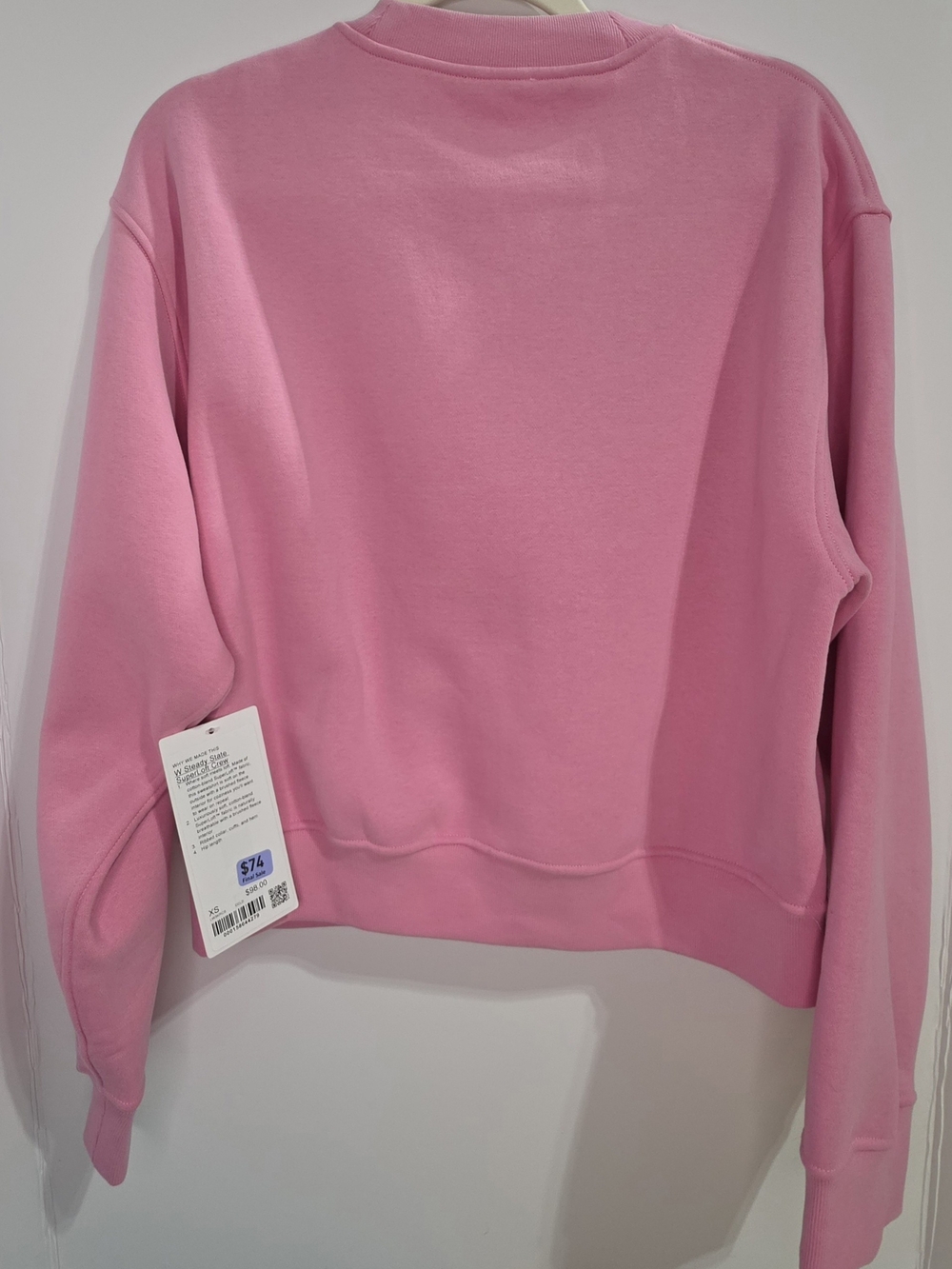 Lululemon W Steady State Crew Sweatshirt XS Pink NWT Cozy Fleece Pullover - Picture 2 of 4